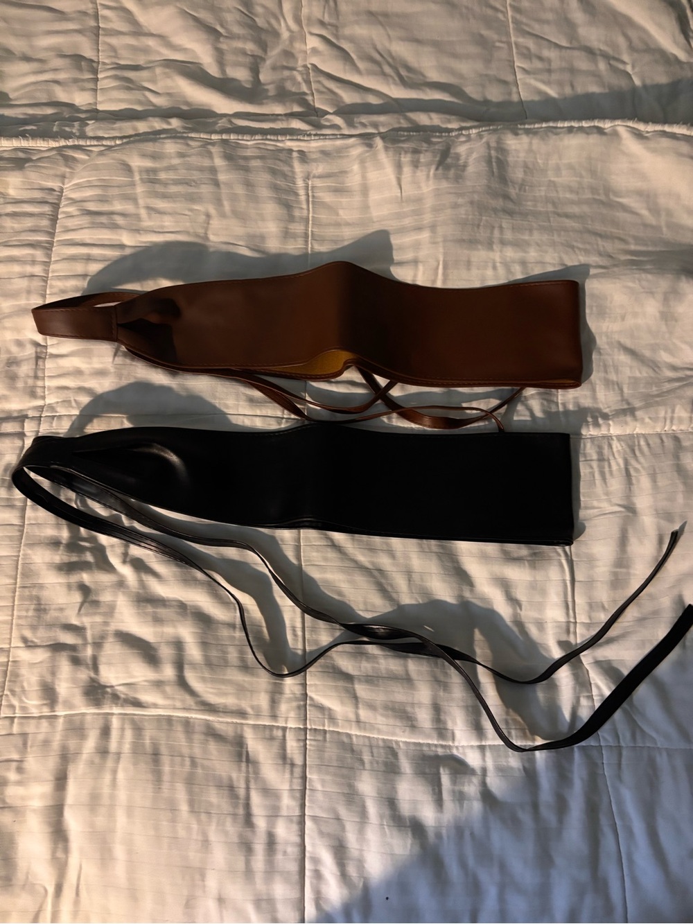 Wide Tie-Waist Belt in Brown and Black